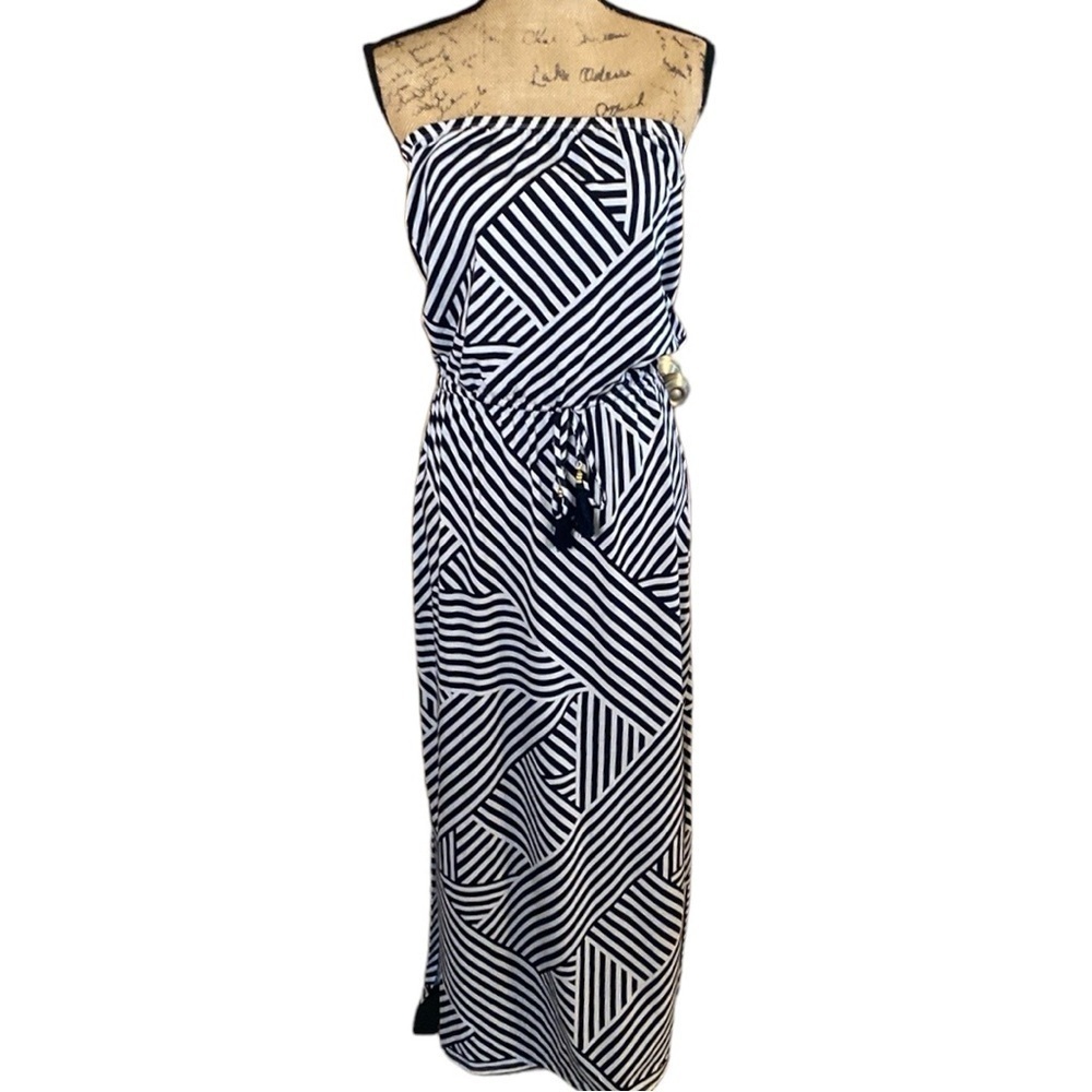 Tommy Bahama Fractured Stripe Bandeau Maxi Dress- size XS